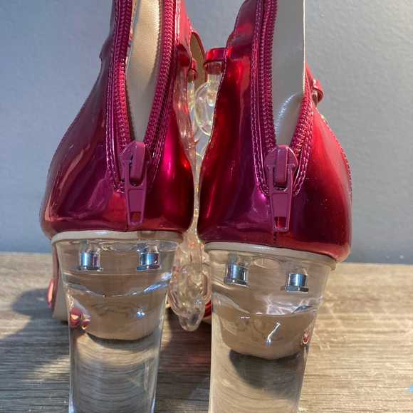 New Pink Lemon Drop Heels Party Clubbing Fun Clear Heel - Picture 3 of 8